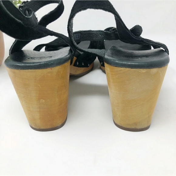 UGG Luella Black suede leather ankle strap clog sandals 9 NWT - Picture 9 of 10